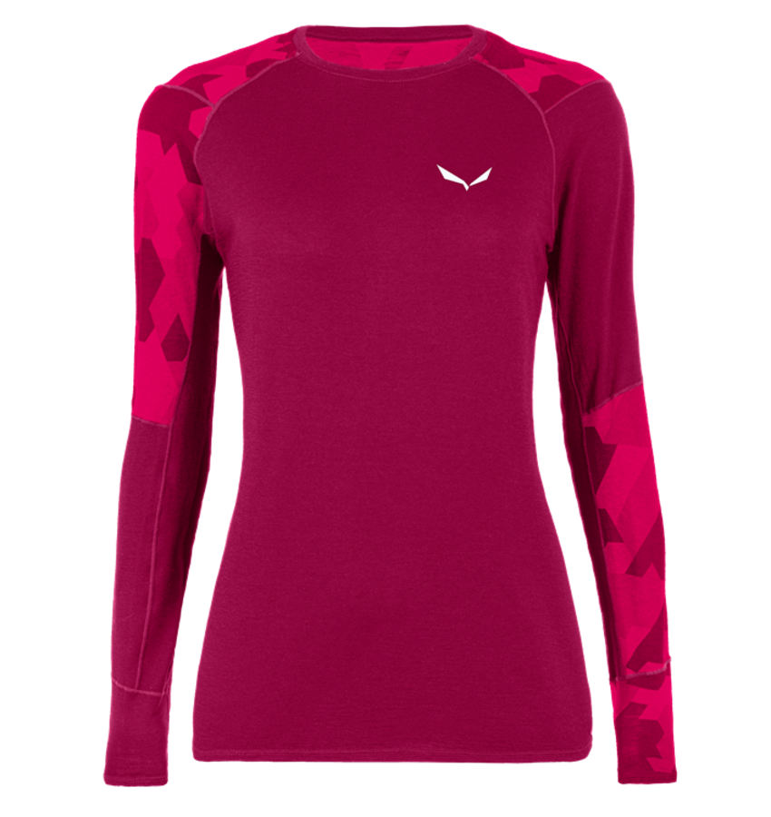 Dámské termo tričko Salewa Cristallo Warm Merino rhodo red 28206-6360