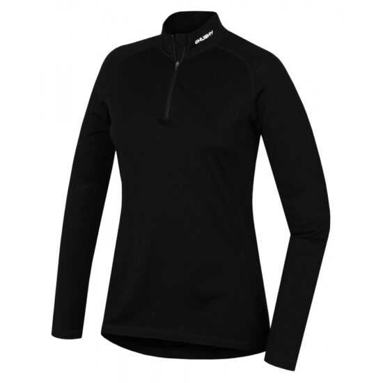 Dámské termo triko dl. rukáv se zipem Husky Merino černá