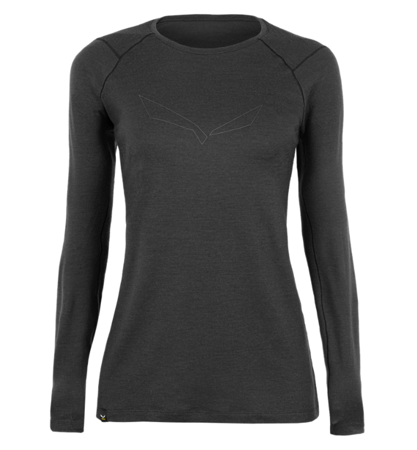 Dámské tričko Salewa Pure logo merino responsive long Sleeve Tee black out 28263-0910