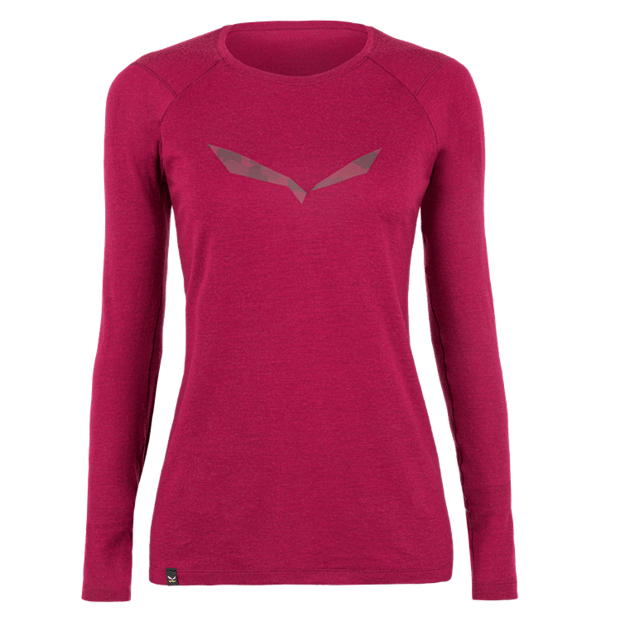 Dámské tričko Salewa Pure logo merino responsive long Sleeve Tee rhodo red 28263-6360