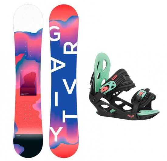 Gravity Fairy 19/20 dětský snowboard + Gravity G1 Jr black/pink/teal  vázání - 130 cm + S (EU 32-37)