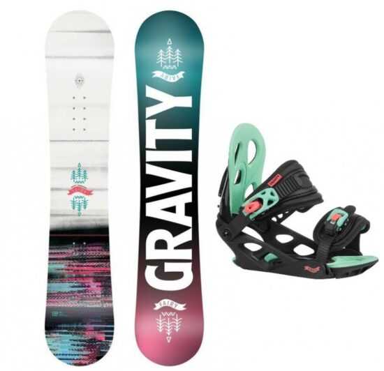 Gravity Fairy mini 21/22 dětský snowboard + Gravity G1 Jr black/pink/teal vázání - 120 cm + S (EU 32-37)