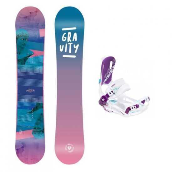 Gravity Voayer 21/22 dámský snowboard + Raven FT 270 white/violet vázání - 142 cm + M (EU 39-42)