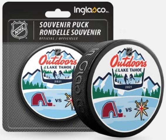 InGlasCo Fanouškovský puk NHL Lake Tahoe Dueling Blister (1ks) - Vegas Golden Knights-Colorado Avalanche
