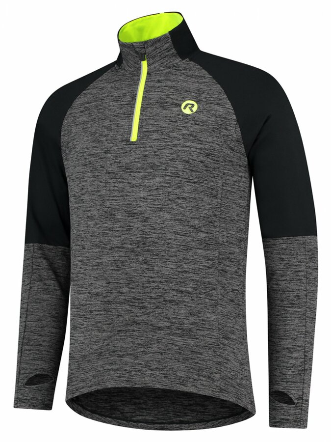 Pánská běžecká mikina Rogelli Enjoy šedo-černo-reflexní žlutá ROG351102