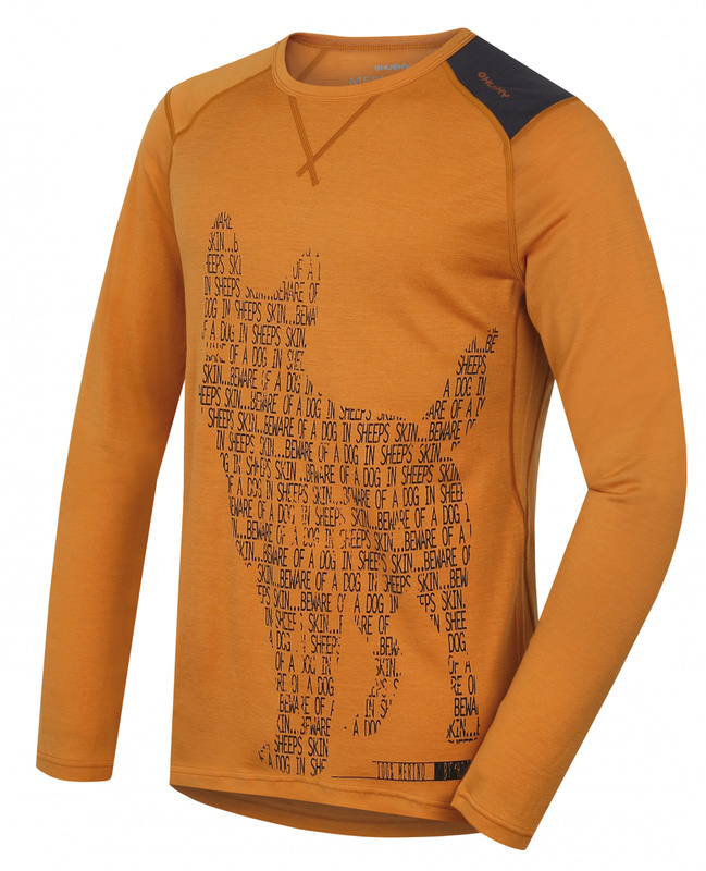 Pánské merino triko Husky Dog hnědooranžová