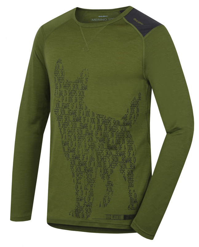 Pánské merino triko Husky Dog khaki