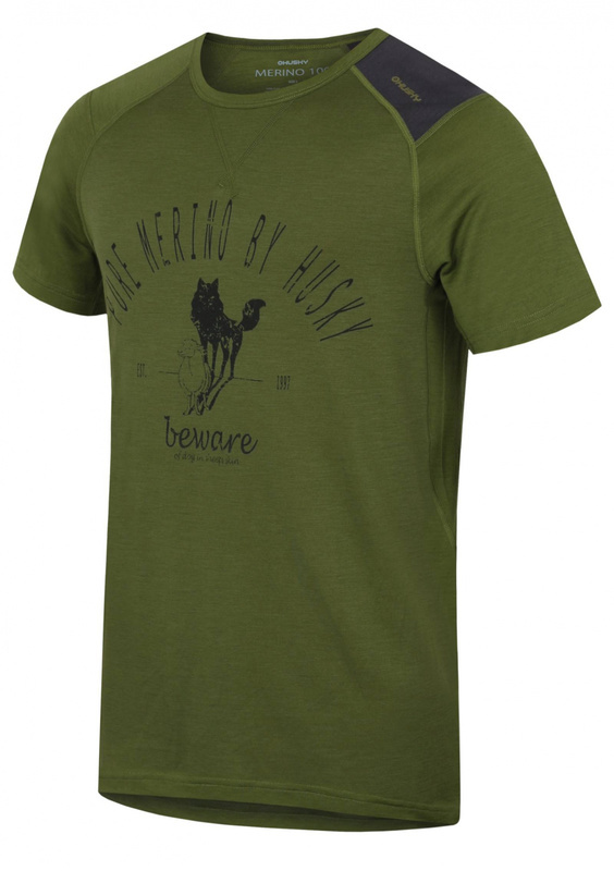 Pánské merino triko Husky Sheep khaki
