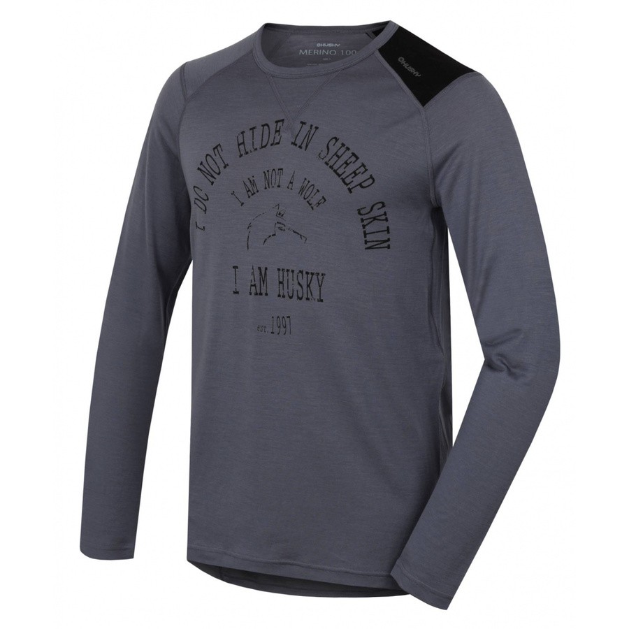 Pánské termo triko dl. rukáv Husky Merino Wolf šedá