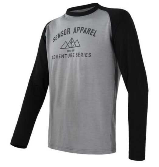 Pánské triko Sensor Merino DF Adventure dl.rukáv šedá/černá 19100007