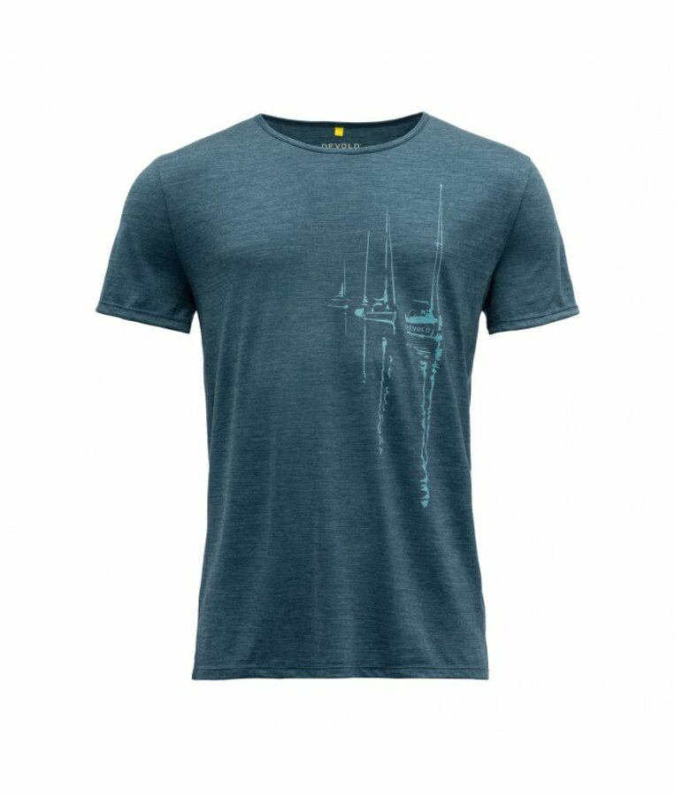 Pánské vlněné tričko s krátkým rukávem Devold Langfjorden GO 293 280 L 440A modrá