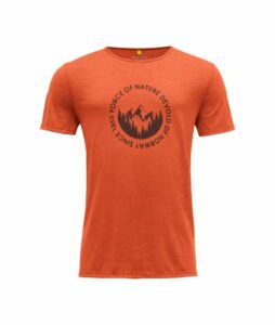 Pánské vlněné tričko s krátkým rukávem Devold Leira GO 293 280 O 087A oranžová