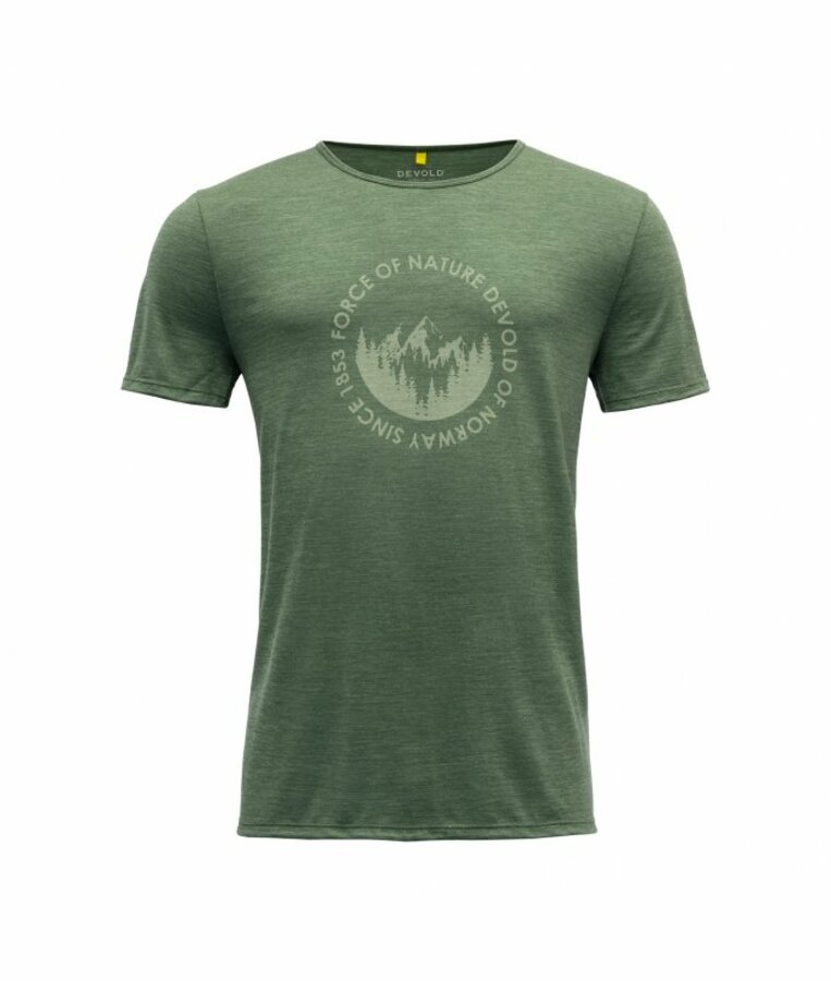 Pánské vlněné tričko s krátkým rukávem Devold Leira GO 293 280 O 421A zelená
