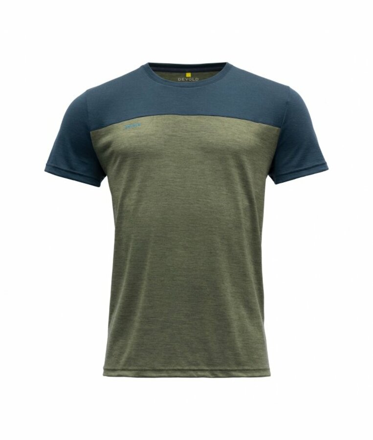 Pánské vlněné tričko s krátkým rukávem Devold Norang GO 180 213 B 404A zelená