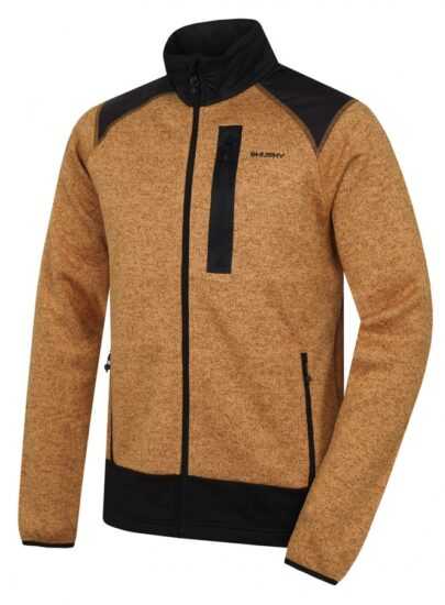 Pánský fleecový svetr na zip Husky Alan M hořčicová/černá