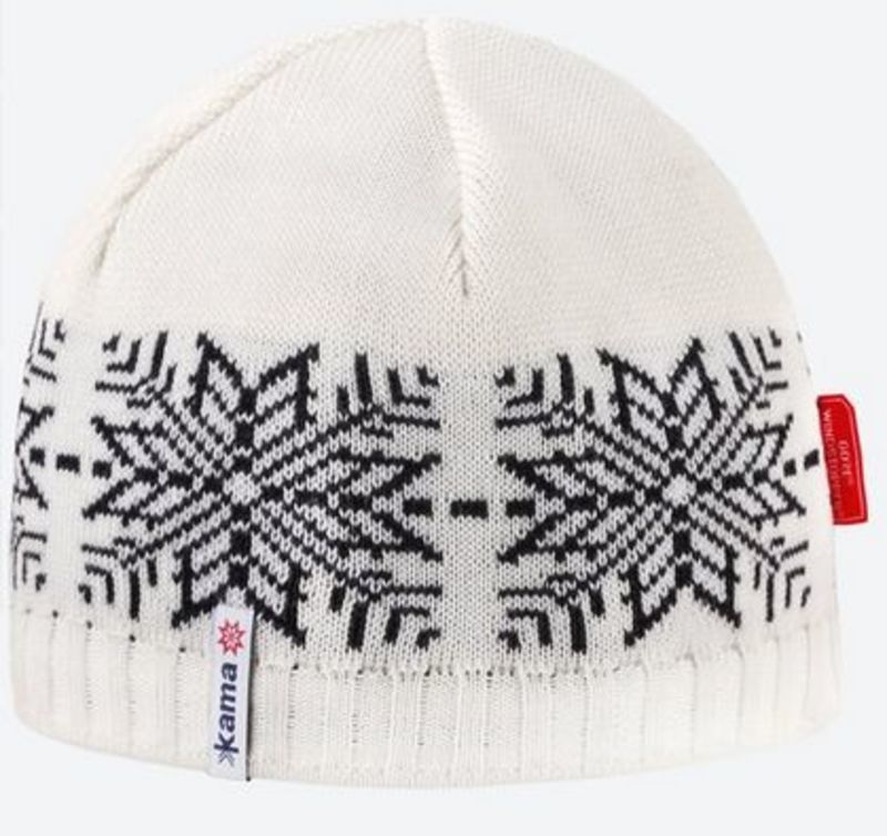 Pletená Merino čepice Kama AW64 101 přírodně bílá
