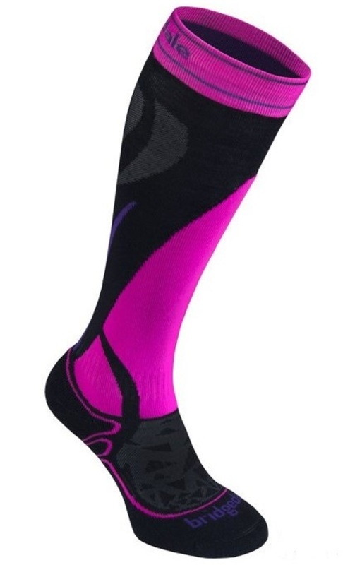 Ponožky Bridgedale Ski Midweight Women's black/fluo pink/077
