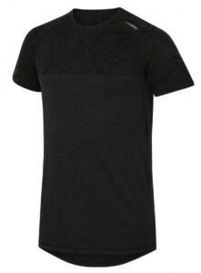 Pánské merino triko s krátkým rukávem Husky černé
