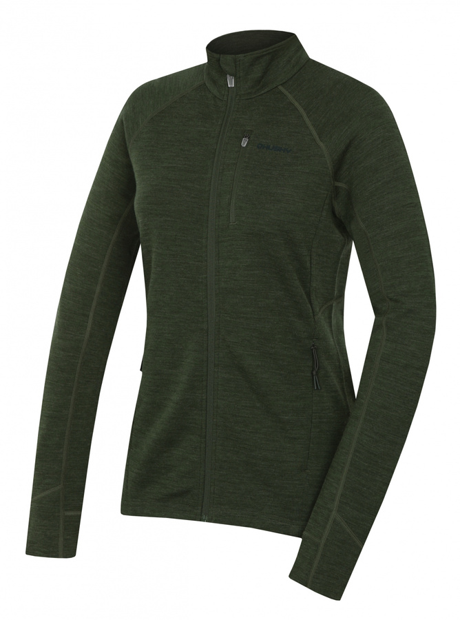 Dámská mikina z merino vlny Alou L tm. khaki